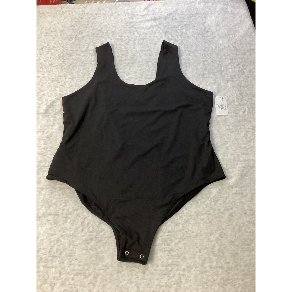 Time and Tru Scoop Neck Bodysuit Black Soot Plus Size XXXL 22 TT16100148453